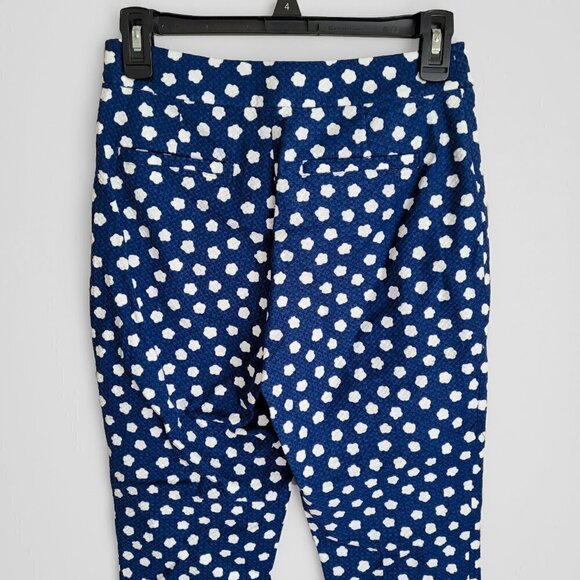 NWT Kate Spade Blue Jacquard Cloud Polka Dot High Waisted Cropped Pants - Picture 11 of 14
